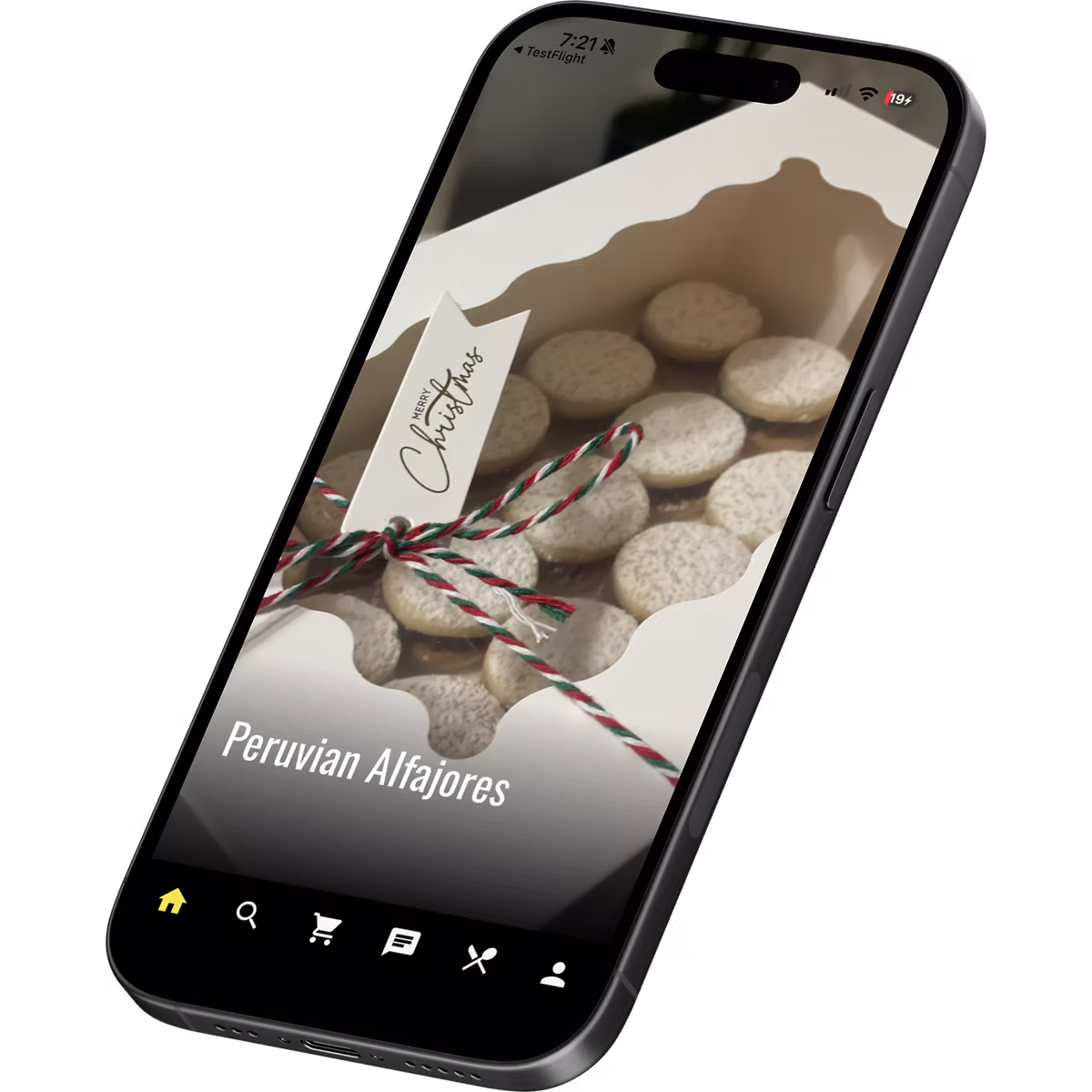 The BoonBelly app showing a listing for Peruvian Alfajores